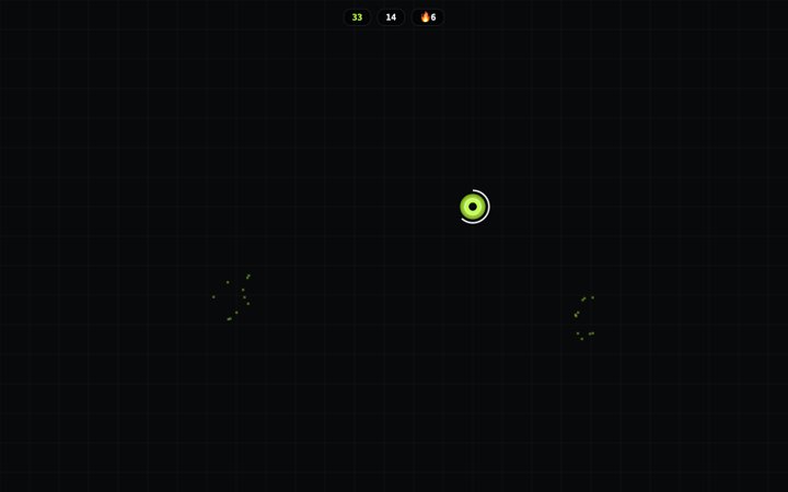 Aim Trainer am PC: grünes Ziel mit Ablaufring, 14 Treffer, Streak 6